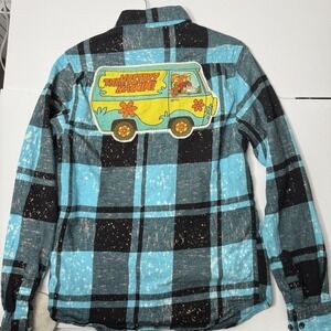 Angry Minnow Flannel Mens‎ Small Blue plaid Mystery Machine - Rare